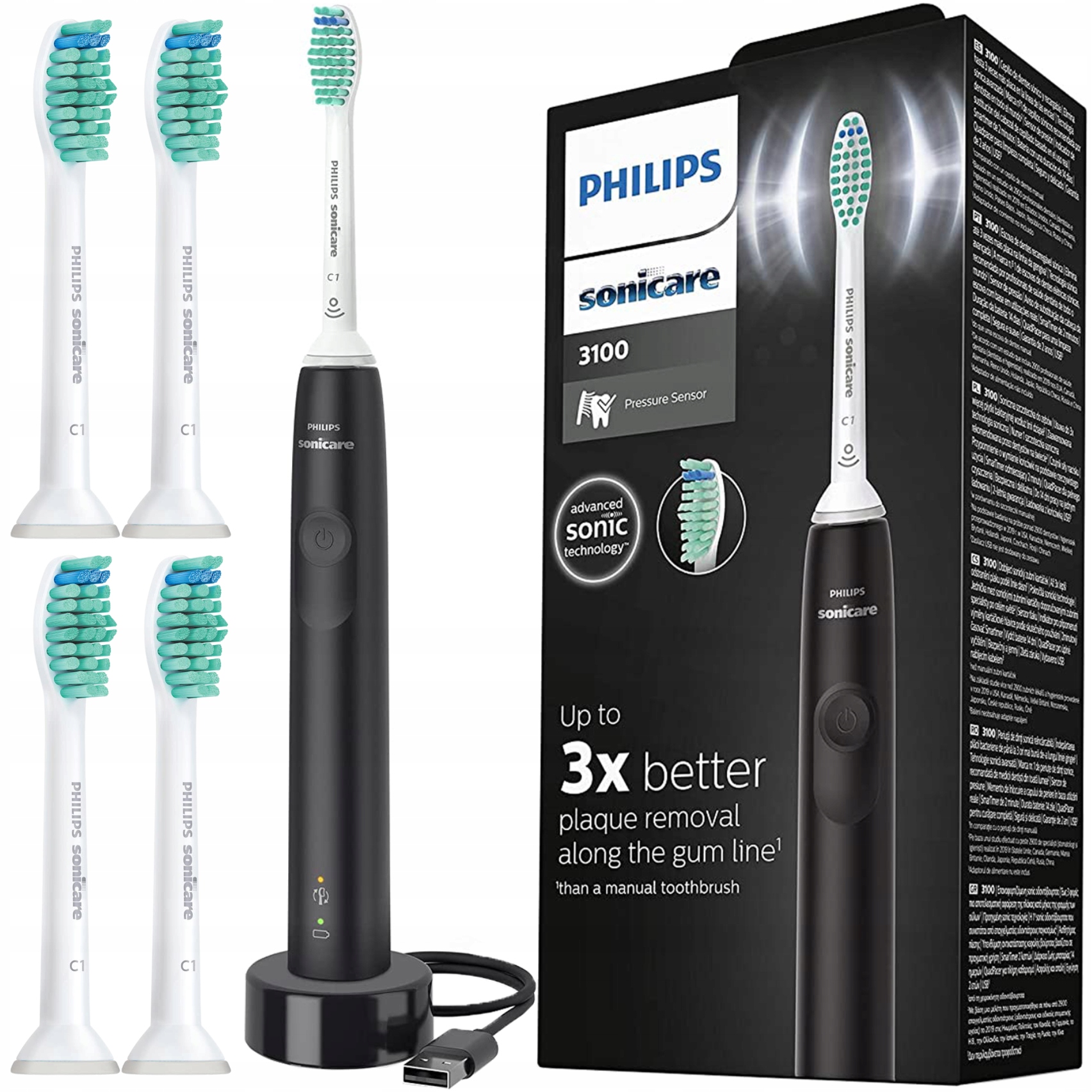 Sonická zubná kefka Philips Sonicare 3100 Black je súčasťou balenia